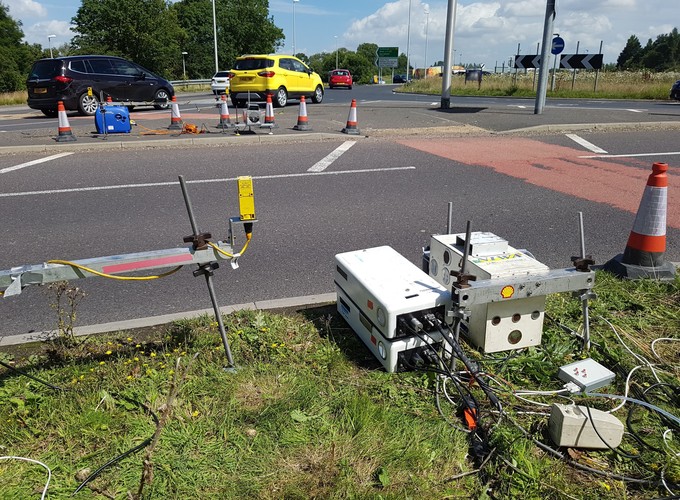 Remote sensing equipment at the side of a road