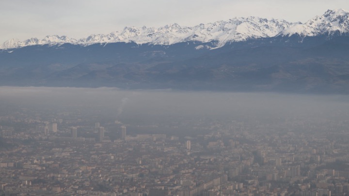 View of Grenoble, France, on a winter day