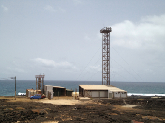 Air quality monitoring station on land looking out to sea